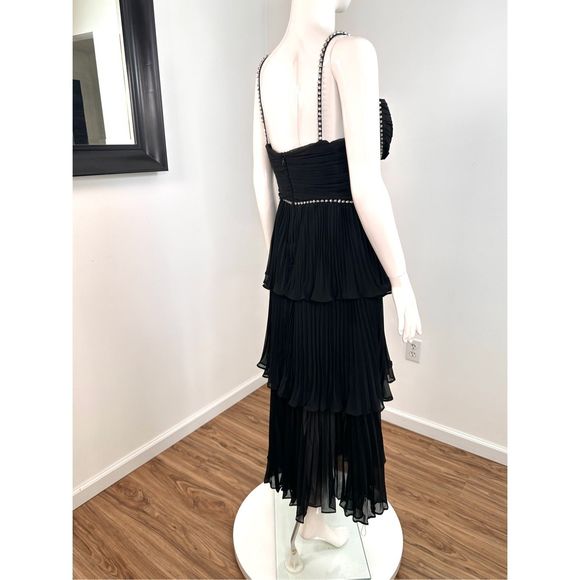 Self-Portrait Bustier Tiered Chiffon Midi-Dress size 8 - Picture 7 of 12